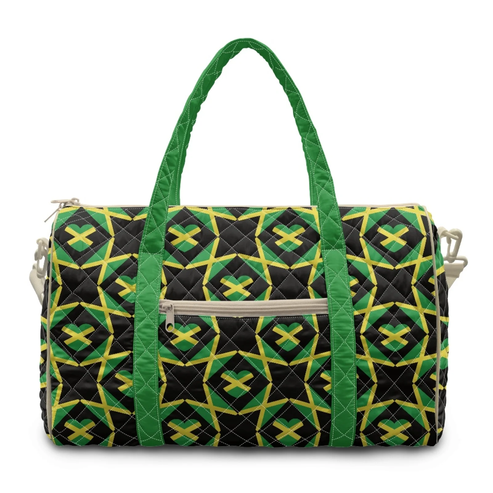 Coloranimal Jamaica Flag Heart 2026 New Travel Tote Polyester Handle and Strap Travel Duffel Bags for Women