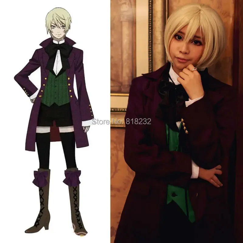 

Black Butler 2 Kuroshitsuji Alois Trancy Uniform Coat Vest Shirt Shorts Outfit Halloween Party Anime Cosplay Costumes