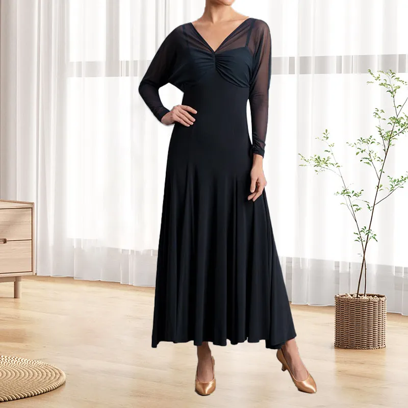 Modern Dance New Practice Dress Long Sleeve Ballroom Dance Table Performance Ballroom Dance Dress W23025