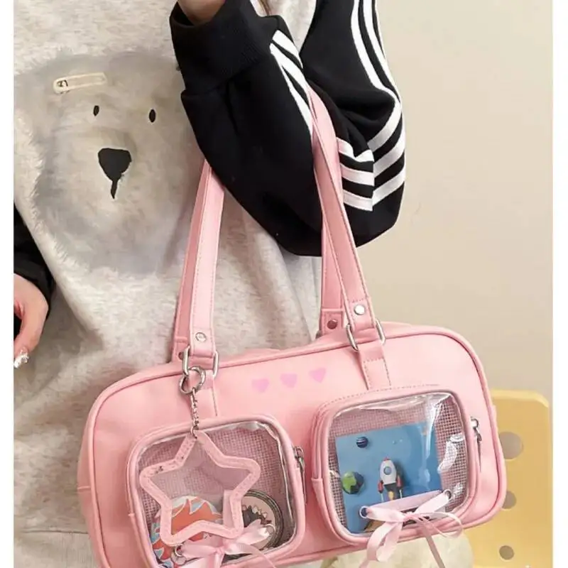 Bloom Transparent Japanese Sier Ita Bag Purse Women Haruku Aesthetic Leather Shoulder Bags Hot Girl Handbag Bolsos De Muje
