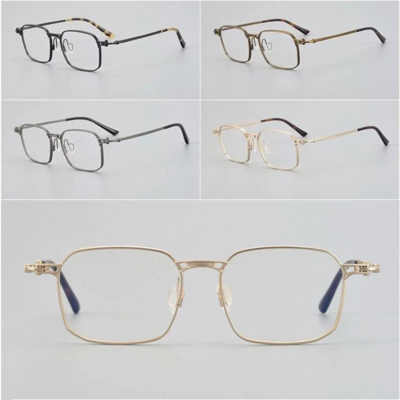 

Japanese Handmade Square Pure Titanium Glasses Frame Men Business Ultralight Fashion Eyeglasses Oversize Spectacles Gafas