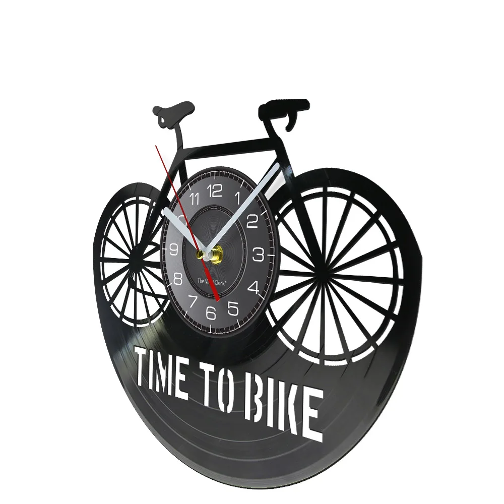 Time To Bike Bikers Inspiration Quote Home Decor Mountain Bike Wall Clock Old Time Bicycle Cyclist Retro Vinyl Record Wall Clock