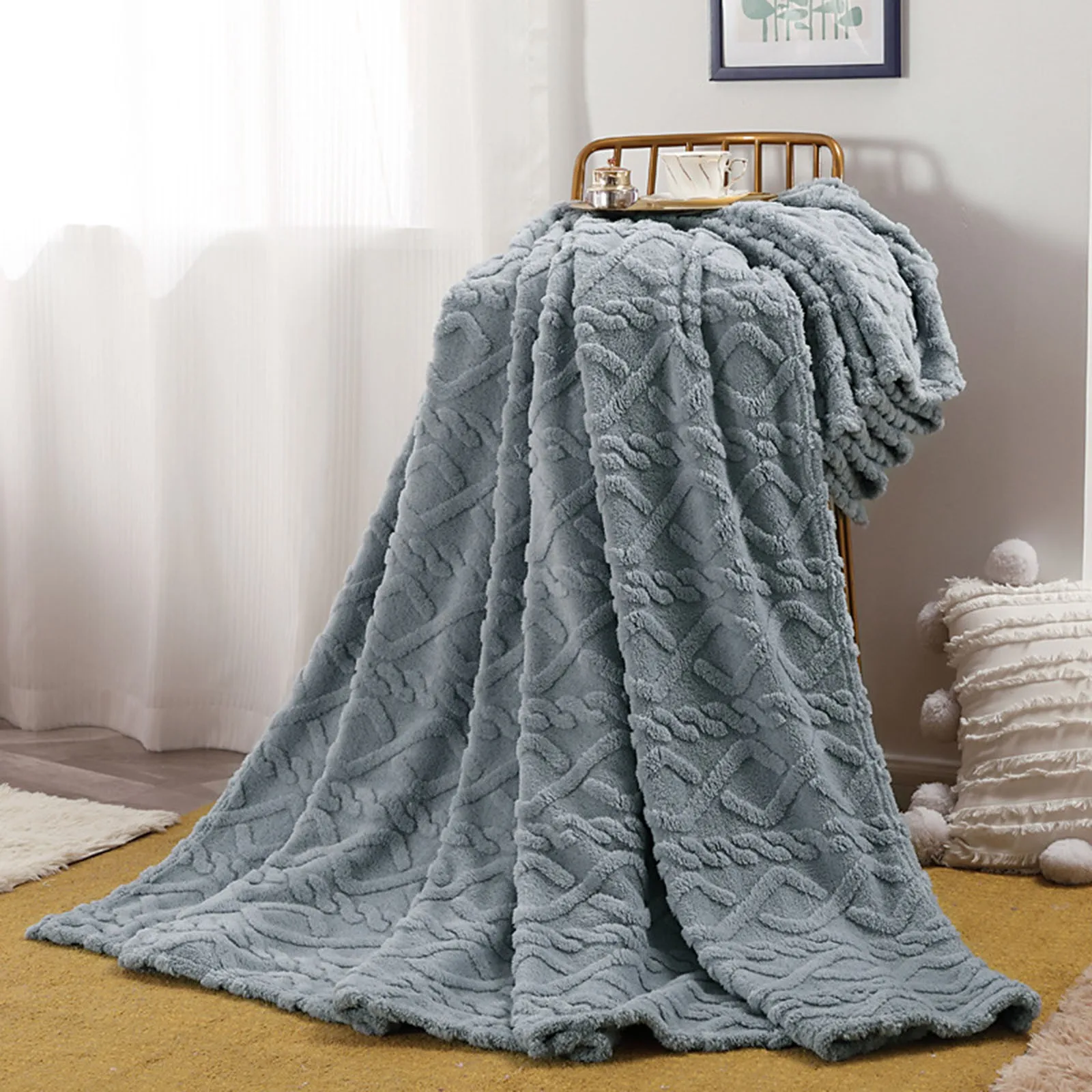 70X100CM Wind Solid Color Simple Single Layer Tapered Fleece Blanket Nap Blanket Spring Summer Air Conditioning Blanket Cover