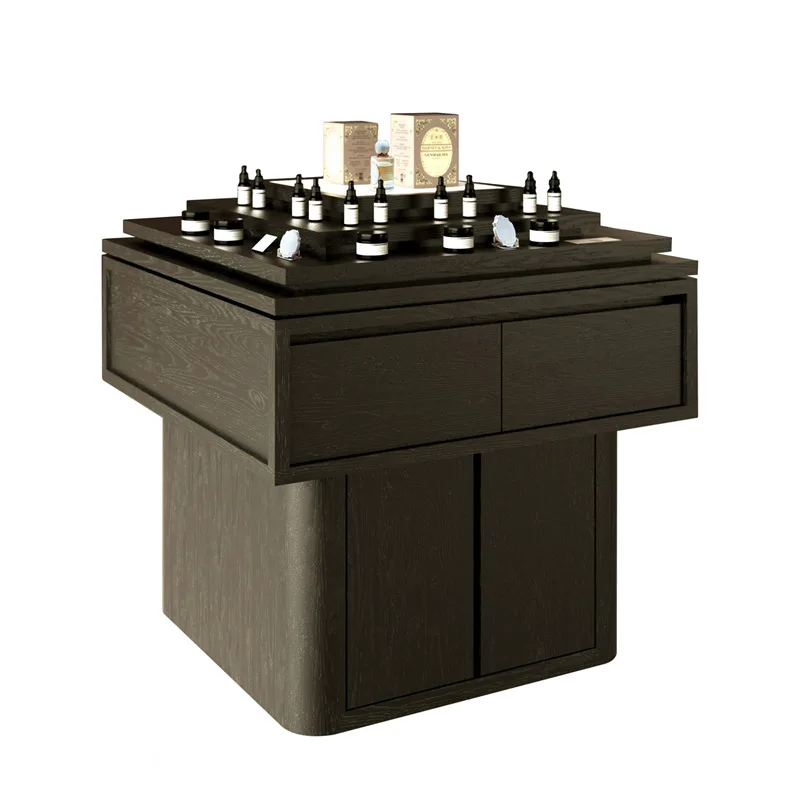 YJQ fragrance store display case beauty salon Nakajima platform product display case simple black wood