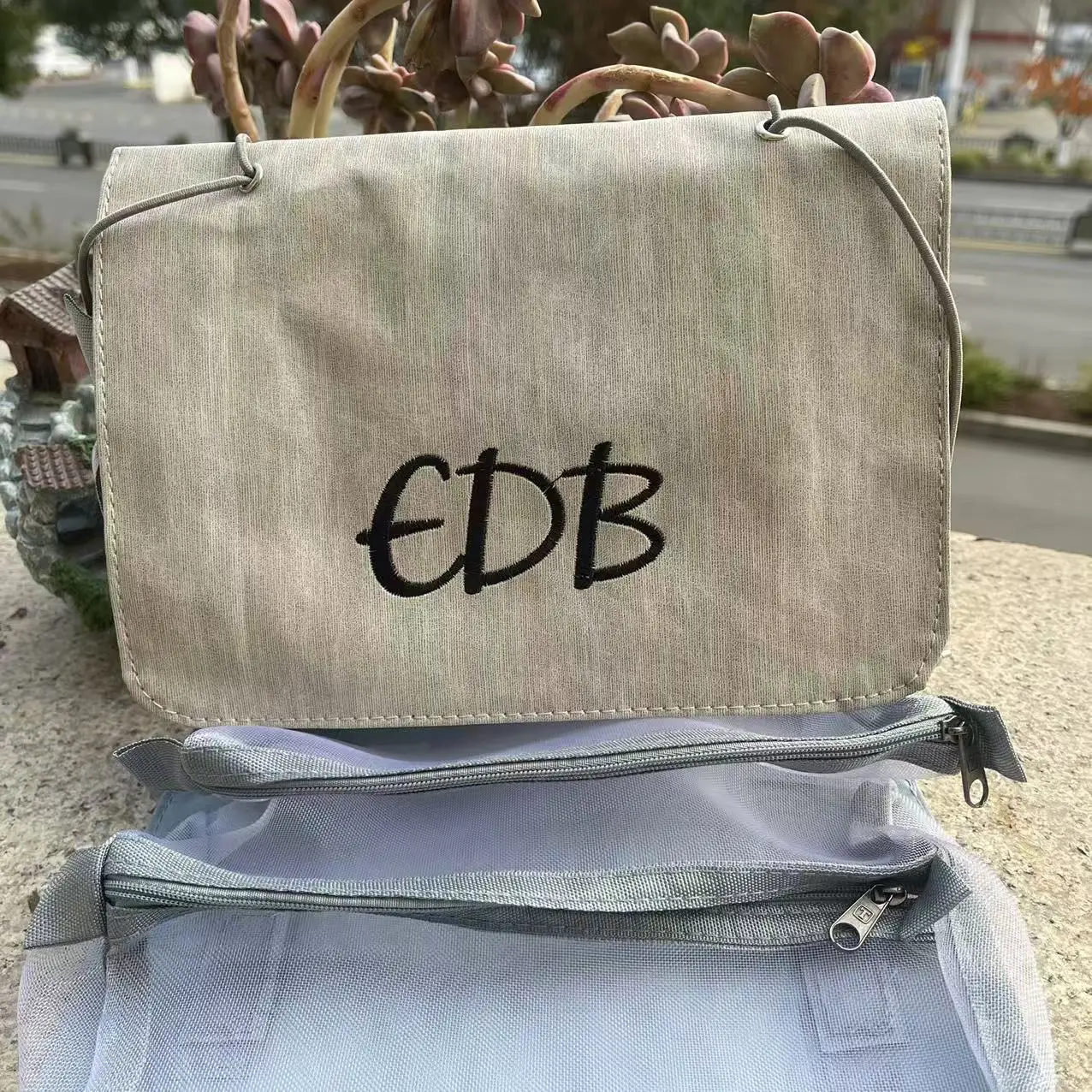 Customized Logo Detachable Makeup Bag Women Zipper Mesh Large Capacity Cosmetics Pouch Foldable Portable Travel Wash Storage Bag