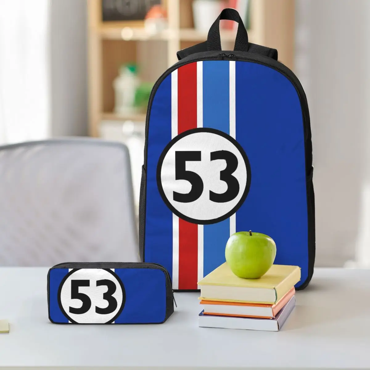 

Herbie Number 53 Backpack Student Boys Girls BookBag School Bag Laptop Shoulder Bags 3ps Insulated Lunch Bag Pencil Case