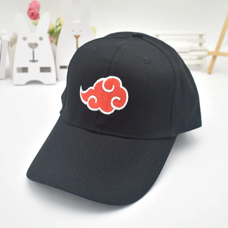 Naruto Kakashi Black Cartoon Embroidery Anime Hat Red Cloud Wood Leaf Logo Sun Hat Men's Outdoor Sunscreen Baseball Cap