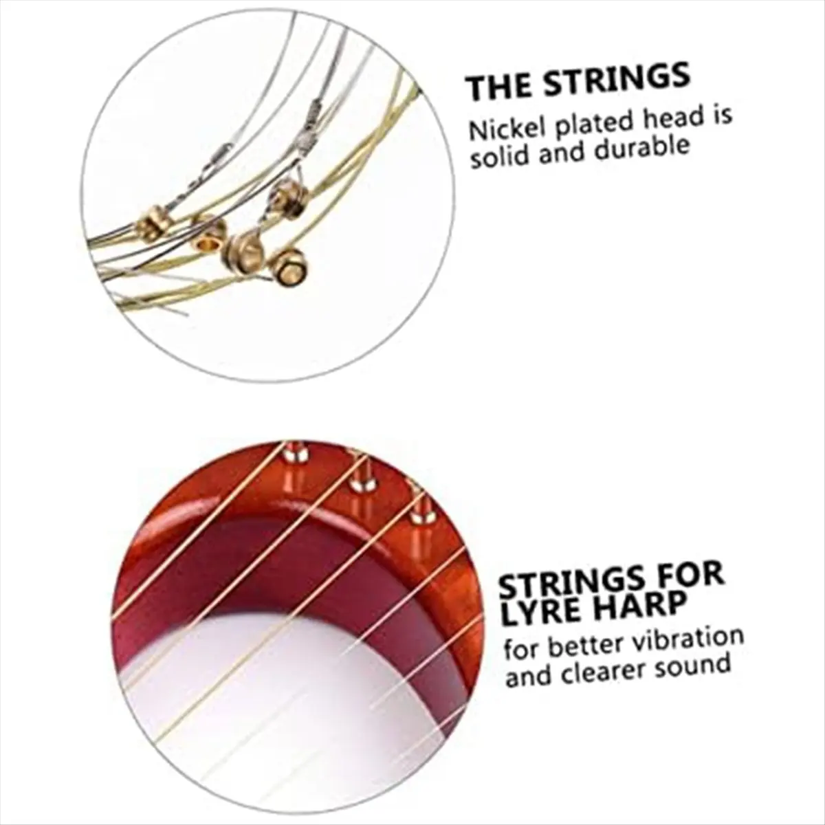 ABXY A Sets of 16 Lyre Harp Strings Replacement Metal String for Lyre Harp