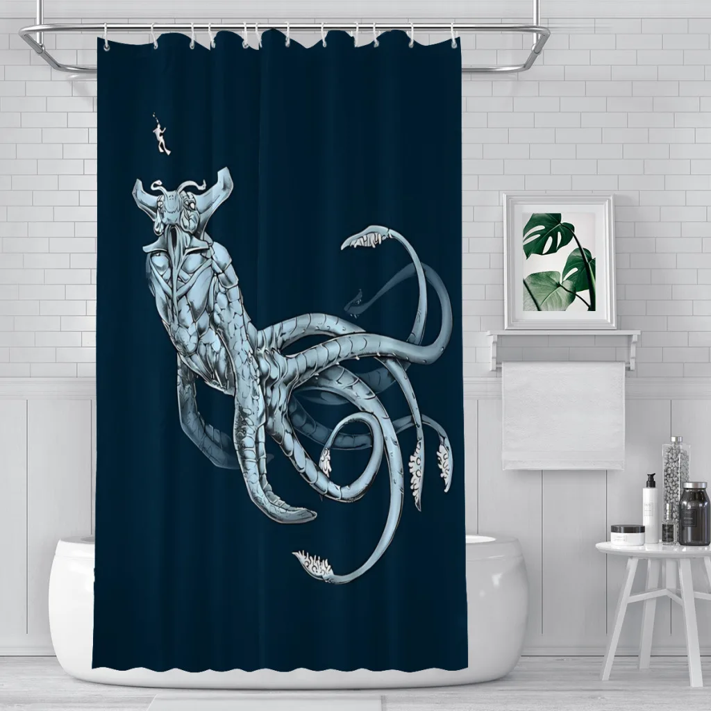 Sea Emperor Transparent Shower Curtains  Waterproof Fabric Creative Bathroom Decor with Hooks Home Accessories