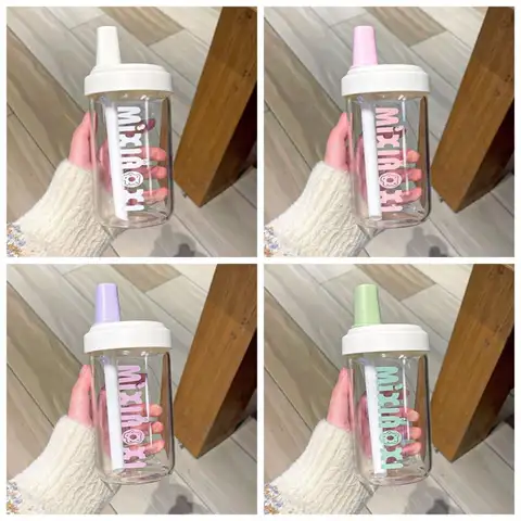 फैशन 500/850ml ग्लास कप ड्रिंकवेयर पारदर्शी सिप्पी कप बड़ी क्षमता वाला अंग्रेजी अक्षर स्ट्रॉ कप बबल टी कॉफ़ी 10 best sales बोबा कप - №4