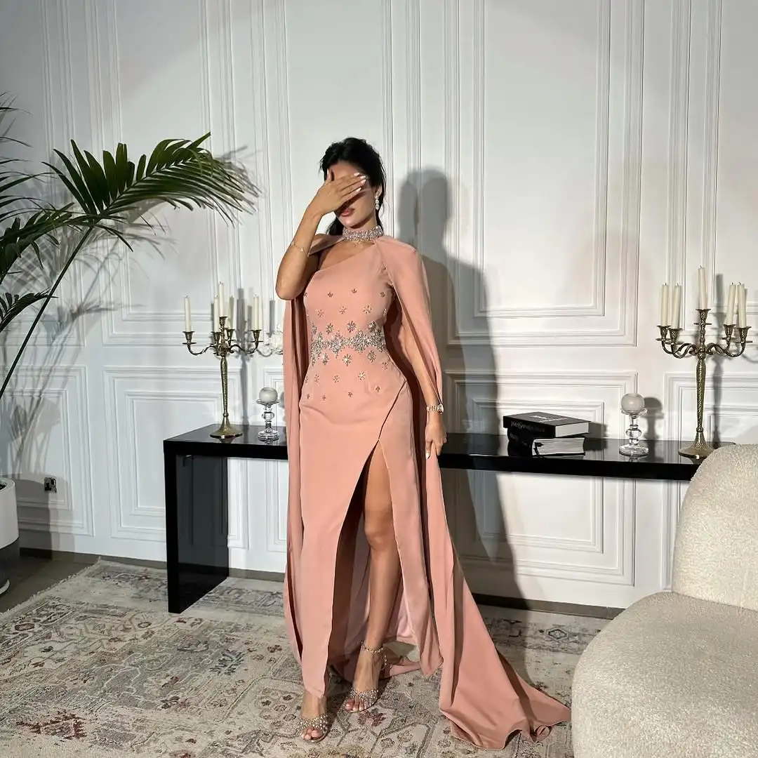 

Customized Prom Dresses Green Crystal Handbeading Jacket Split Luxury Evening Dress Formal Wedding Party Gowns