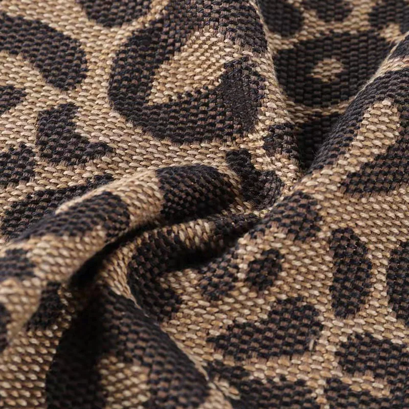 New INS Hot Leopard Weave Fabric Polyester Fabric Designer DIY Bag Material Canvas Tela Yarn Dyed Jacquard Fashion Trend Cloth