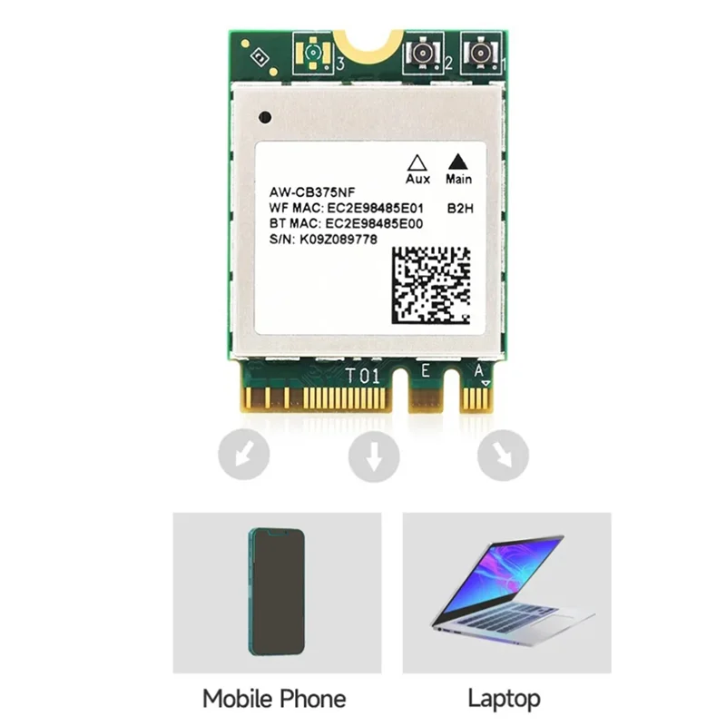 A60F-AW-CB375NF Dual-Band Wireless Network Card,2.4G/5Ghz Dual-Band Wifi Card,RTL8822CE-CG Core,Bluetooth5.0,Supports BLE NX