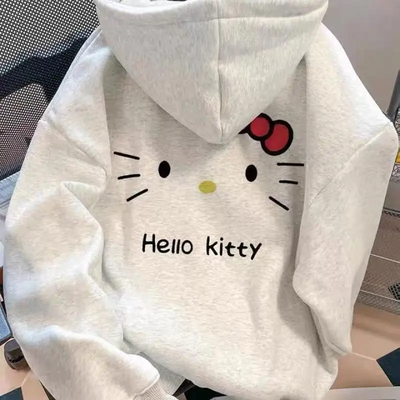 سانريو مرحبا كيتي امرأة قمصان سويت شيرت بقلنسوة Cuteore الكرتون طالب الخريف فضفاضة طويلة الأكمام بلايز امرأة ملابس خارجية جديد