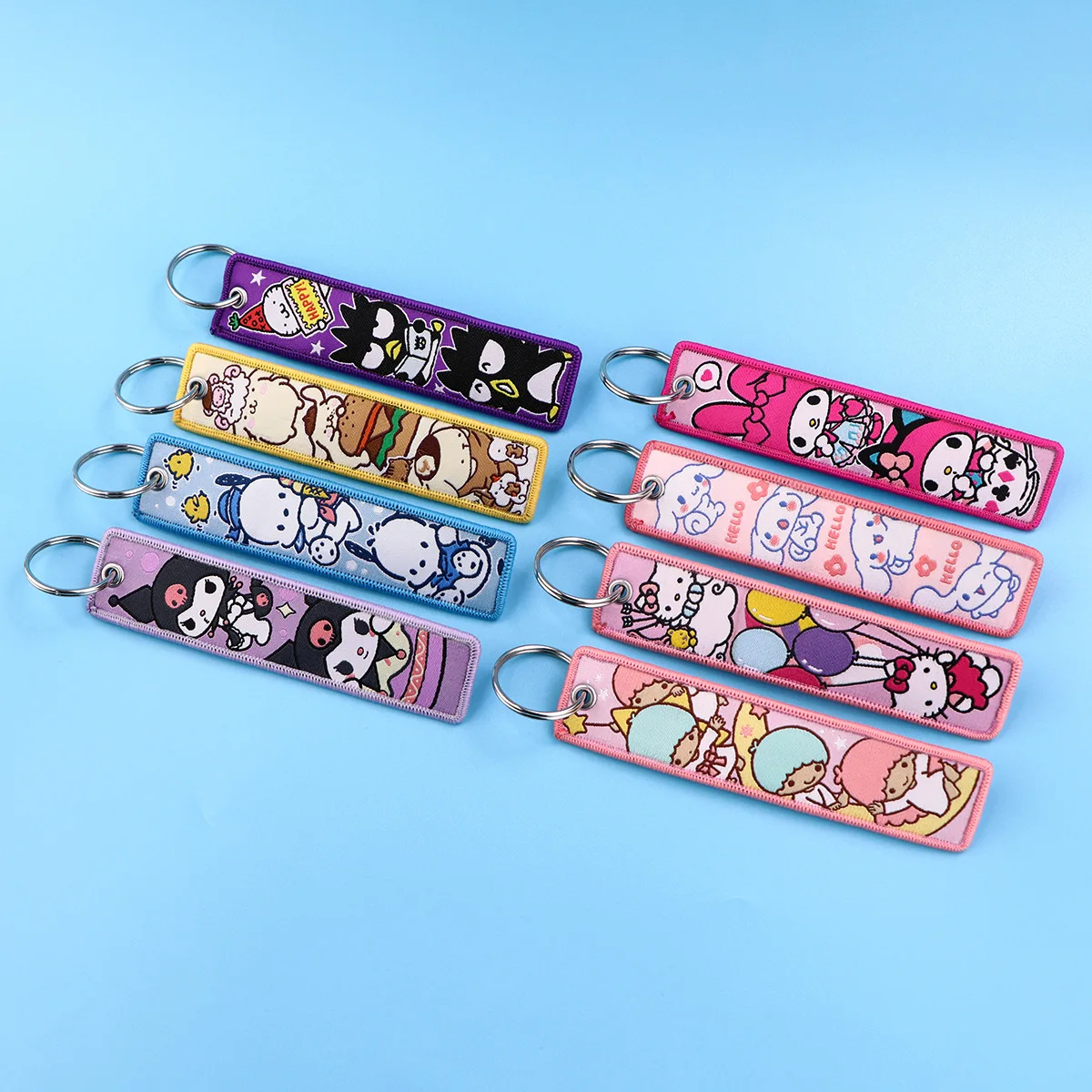 Anime Sanrio Hello Kitty Melody Kuromi Embroidery KeyChain Key Tag Cars Backpack Chaveiro Keychain Keyring Accessories Toy Gift view 2