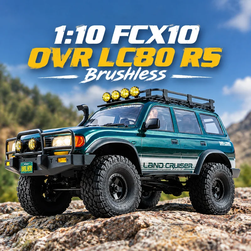 FMS 1:10 FCX10 OVR LC80 Green 4WD Brushless Version Simulation RC Climbing Vehicle Off road Vehicle Model Toy Gift for Boys