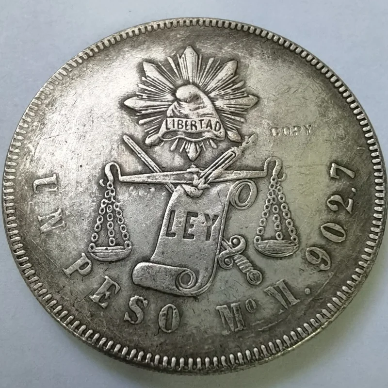 1872 Cuba 1 Peso Countermarked Silver Coin Copy