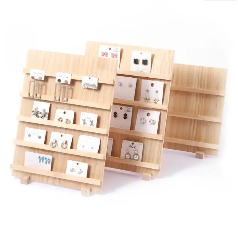 الخشب القرط عرض المدرجات 3/4/5 طبقات مجوهرات القرط عرض حامل الخشب القرط حامل بطاقة لتنظيم متجر المنزل #6