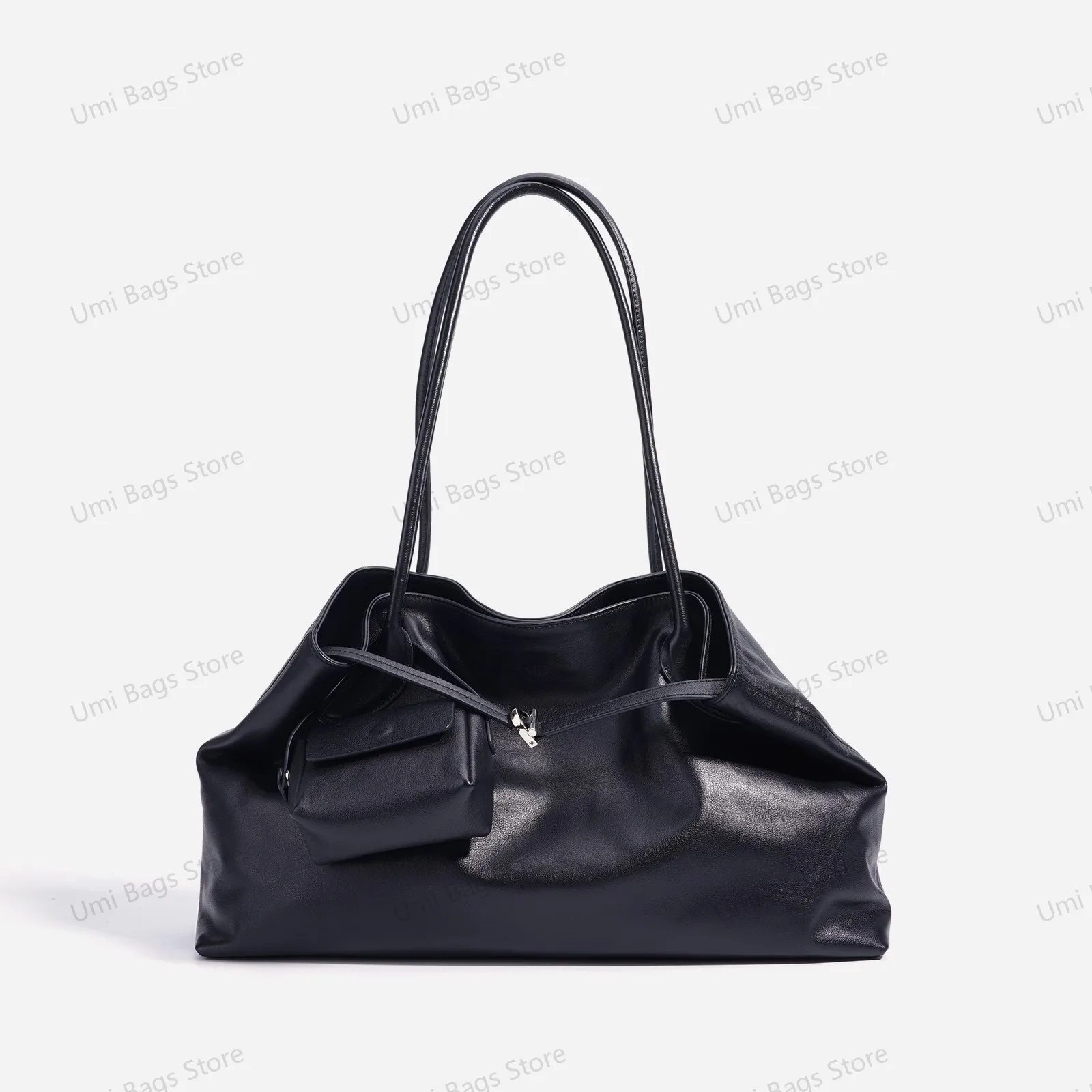 

Genuine Leather Large Capacity Commuting Women's Bag Custom Gold Stamping Genuine Leather Women's Bag Fashionable One-shoulder