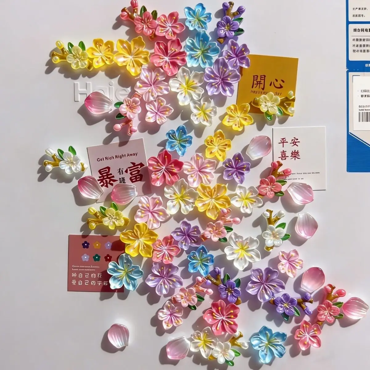 Peach blossom three-dimensional magnetic stickers for refrigerator entrance door whiteboard decoration creative multi-colored