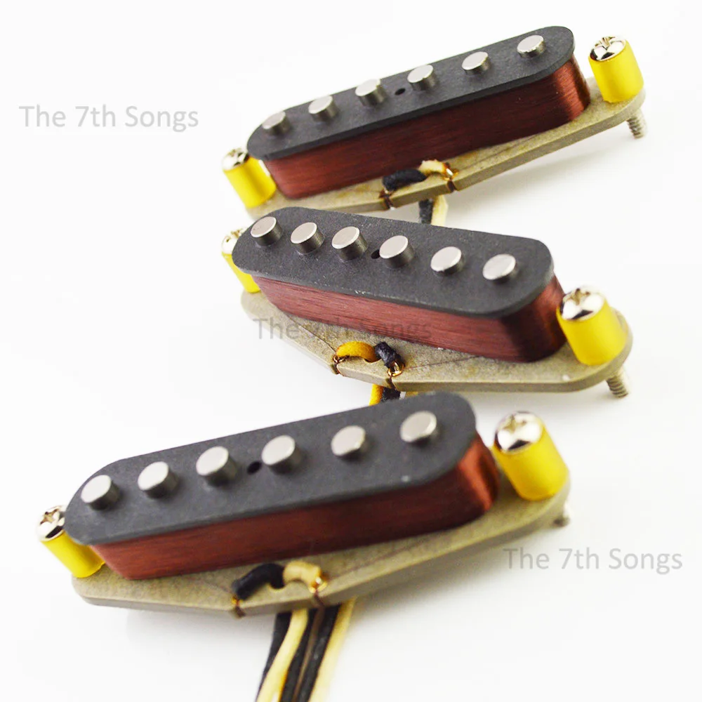 Vintage 1969 Set Alnico 5 Electric Guitar ST Single Coil Plain Enamel Wire 69 Pickup Heavy Build Coil Hendrix Style