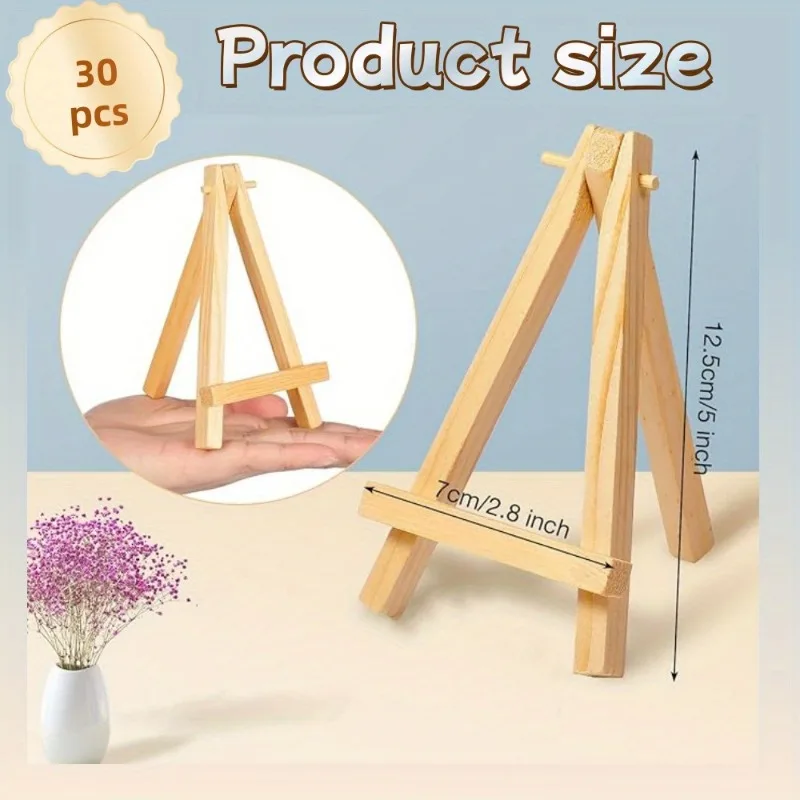 30Pcs Mini Wooden Easel Stands A-Frame Tabletop Painting Display Triangle Stands Mobile Phone Tablet Stand Home Desk Decoration