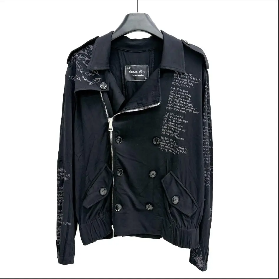 New 08ss Birds Men Feather Number Nine embroidered Bomber Coats &Jackets / Down Coats Cotton Warm Winter size 1 2 3 #R094
