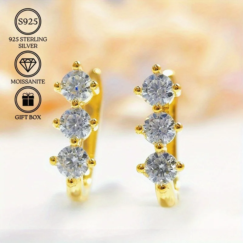 1pair 0.3 Carat Elegant 925 Silver Moissanite Stud Earrings, Shining Earrings, Perfect Anniversary Gift.
