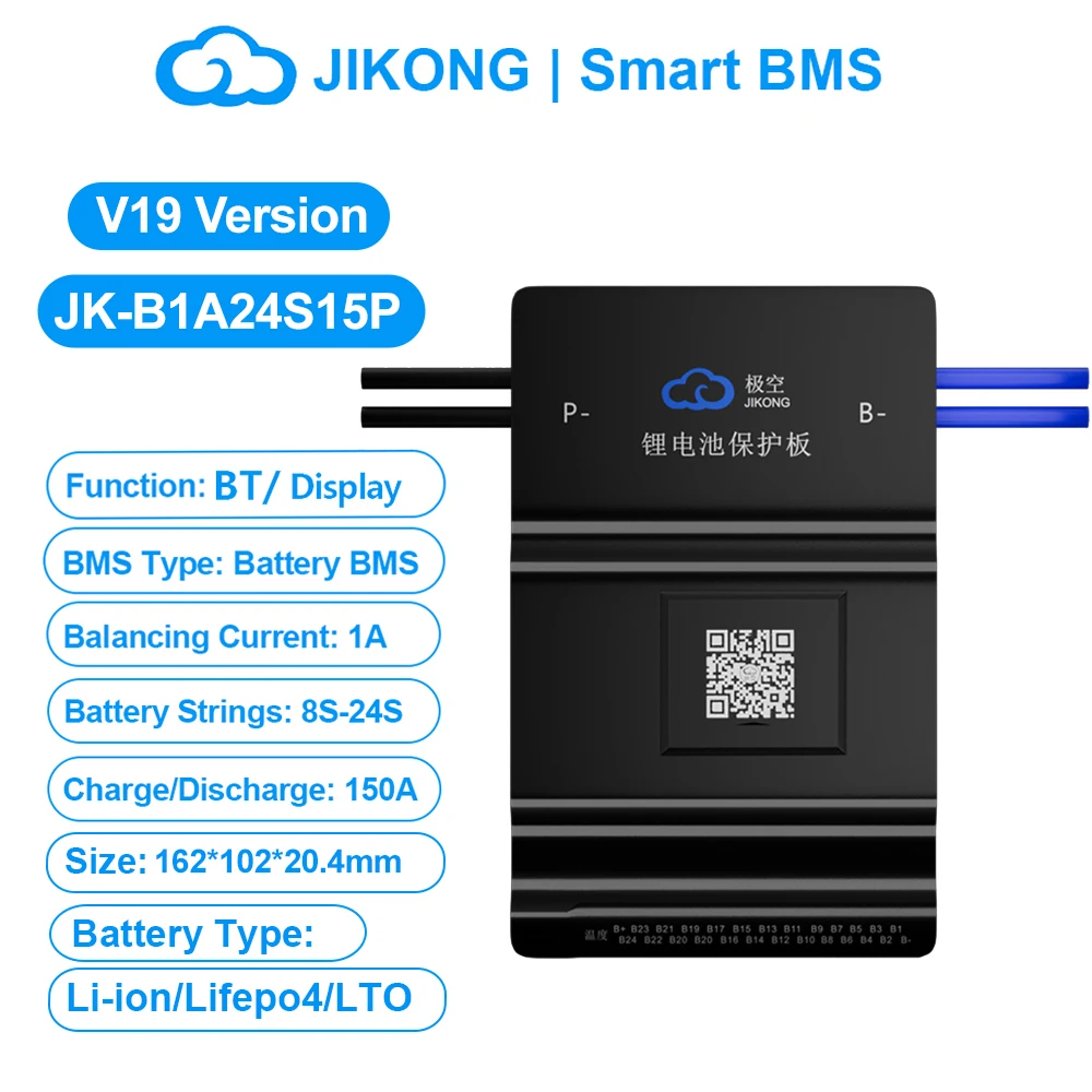 JKBMS(电子) JIKONG V19 JK BMS 4S-8S-24S Smart BMS BT APP RS485 CAN HEAT 0.4A-2A 12V-100V Aktives Balancing-BMS für Li-Ion, LiFePO4, LTO Batterien 10