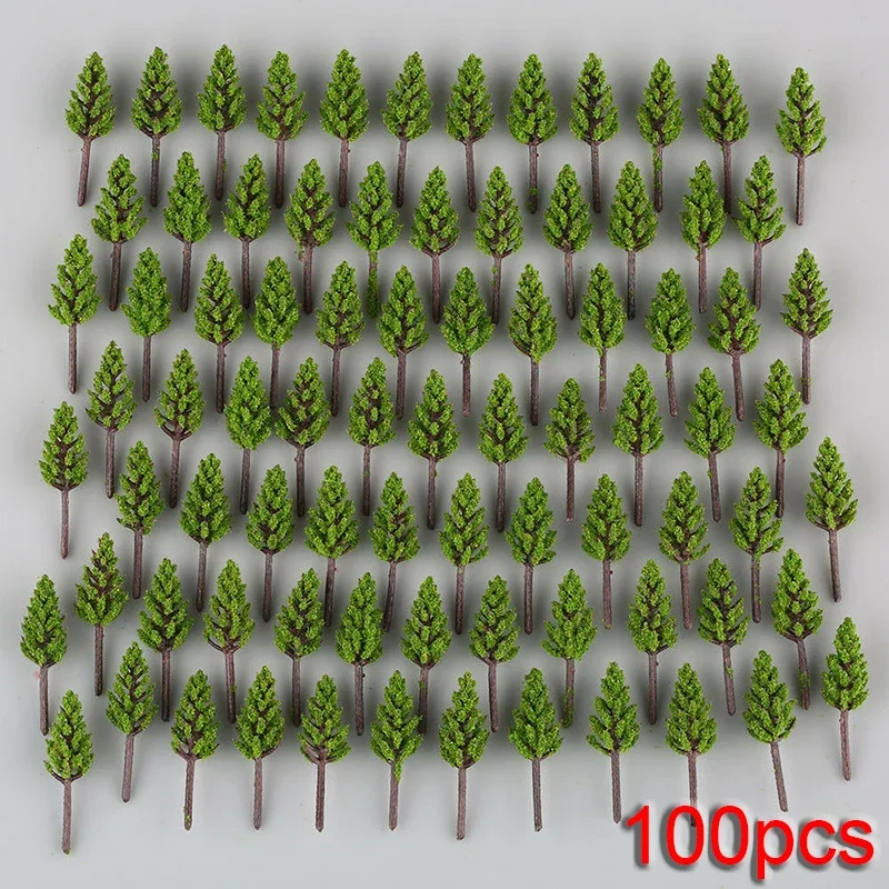 100Pcs 38mm Mini Model Trees Pine Trees Train Scenery For N Z Scale Building Street Layout HO Scale Accessories DIY Landscape