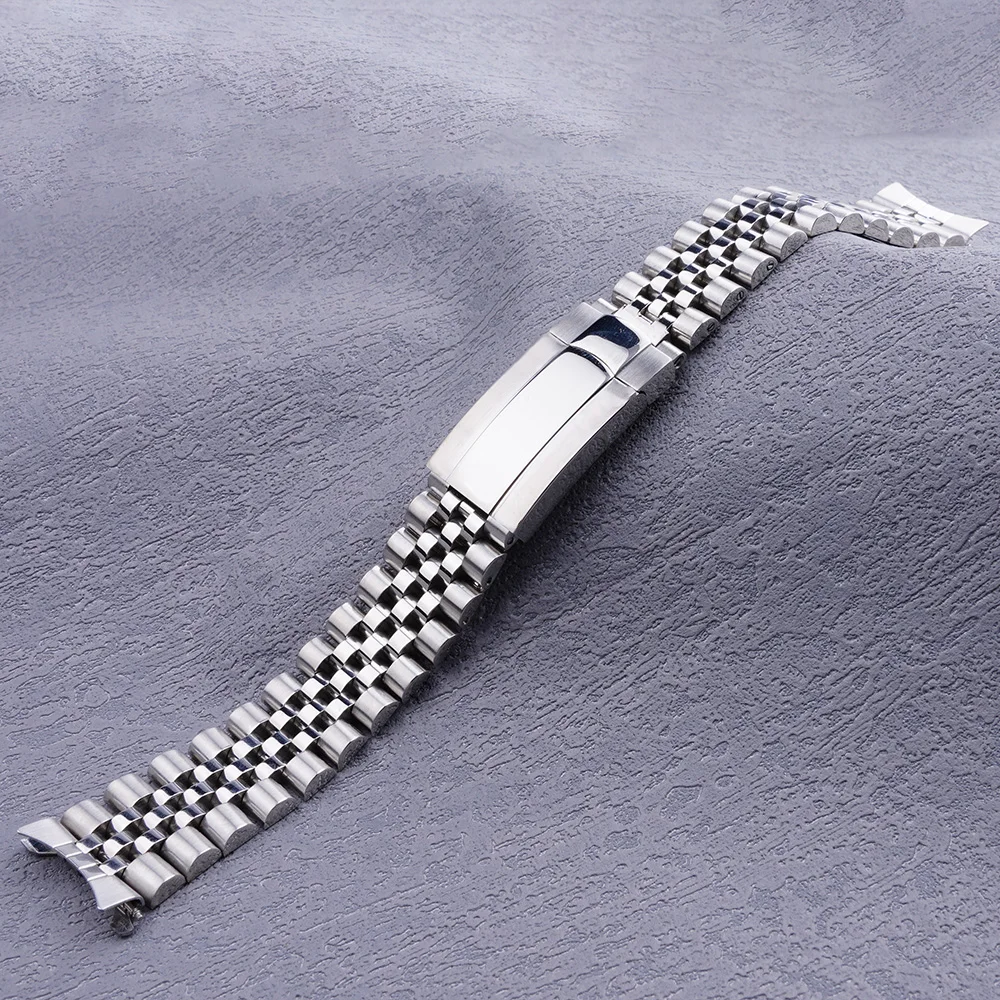 19mm Sliver Hollow Curved End Solid Screw Links Watch Band Jubilee Strap For Seiko 5 SNXS73 75 77 79