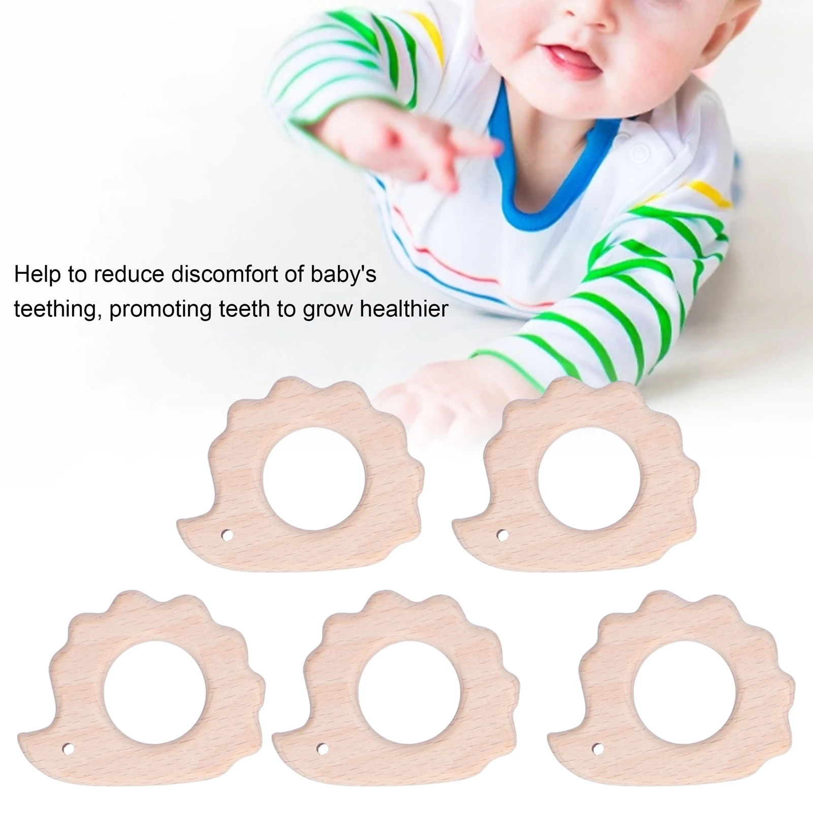 Jouets de dentition pour bébé, pendentif artisanal en bois de hêtre en forme d'ormeau, pour collier, bracelet, pendentif de dentition pour bébé