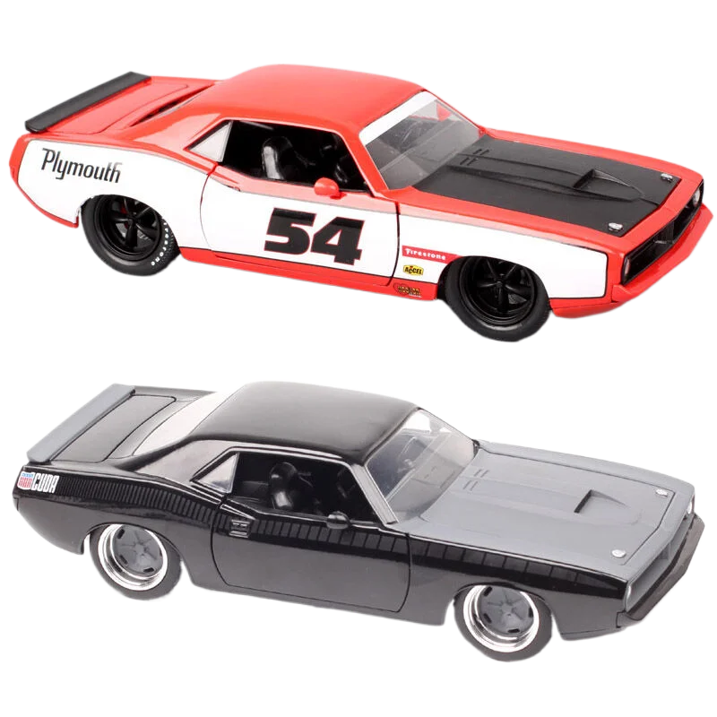 Car Only! 1/24 Scale Jada Bigtime 1973 Plymouth Barracuda firestone Muscle Car Diecasts & Toy Vehicles Furious Racing Cuda Model