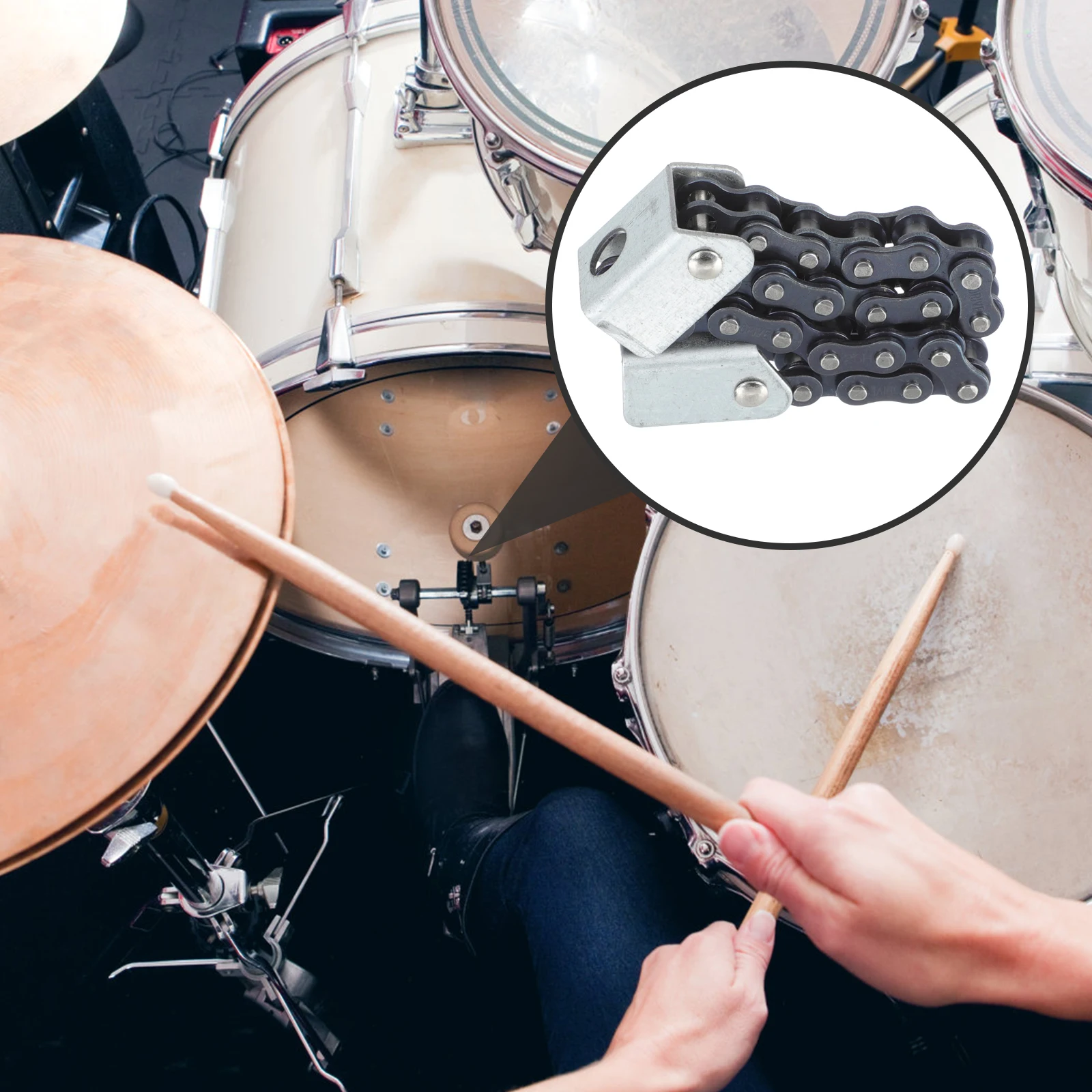 

Rustproof Long Lasting Steel Iron Drum Kit Pedal Chain Professional Musical Instrument Part