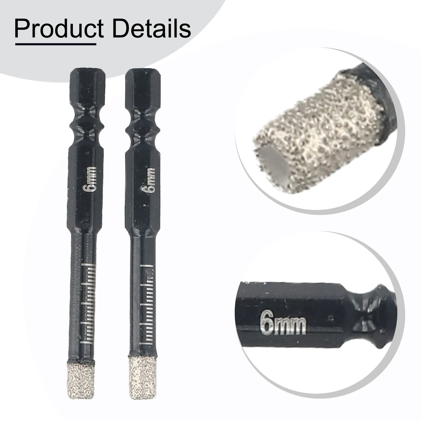 

Brand New High Quality Drill Bit 2PCS Cutter For Diamond Dry Diamond Length 10mm Drill Bits Marble Ceramic Tile