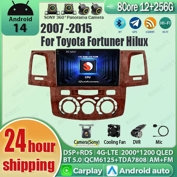 

Android 14 Carplay Car Radio Multimedia Player For Toyota Fortuner HILUX Revo Vigo 2007-2015 Autoradio GPS Stereo 2din Head Unit