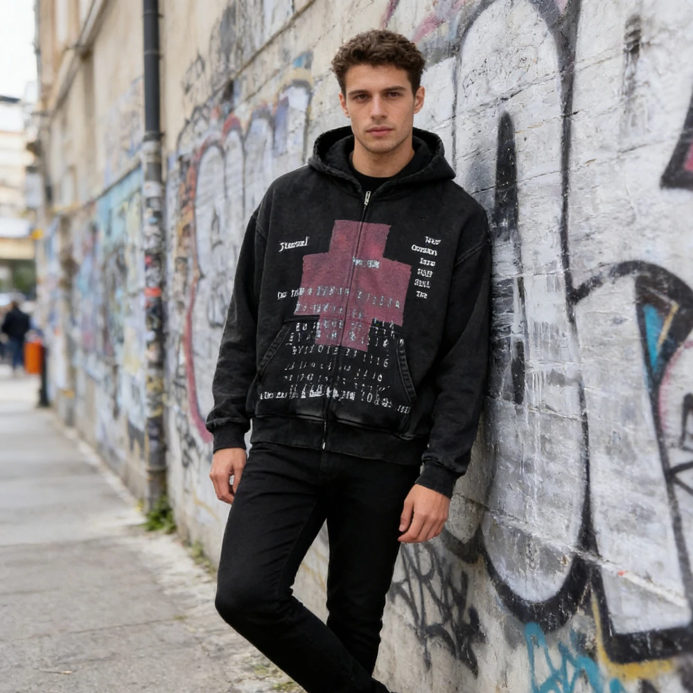 

INS autumn/winter personalized printed sweatshirt long sleeved pullover hoodie retro jacket street trend unisex