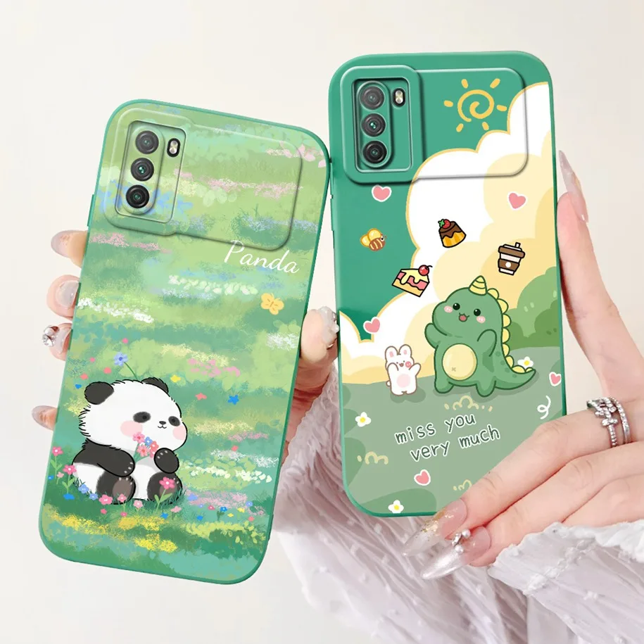 For Xiaomi Poco M3 Case Cute Panda Dinosaur Soft Silicone Matte Cover For Xiomi Poco M3 M 3 PocoM3 Camera Protection Phone Cases