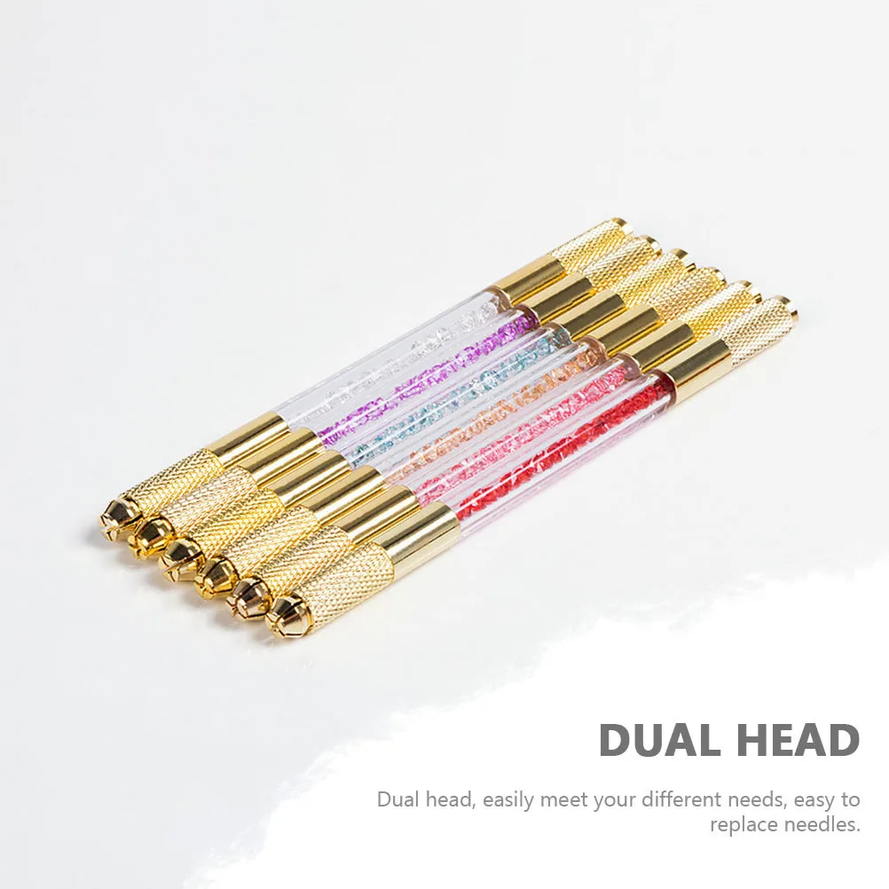 أنيق حجر الراين مقبض Microblading القلم المزدوج رؤساء سهلة إبرة استبدال الحاجب الوشم ملحق قلم الوشم #2