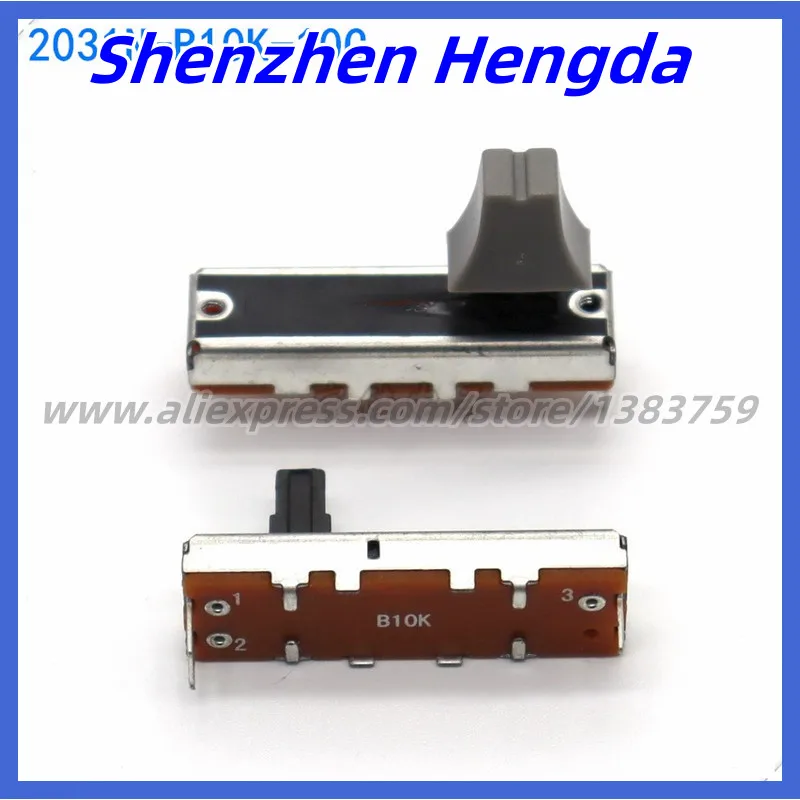 600 Pieces 35MM Mixer Fader B10K Mono Straight Sliding Potentiometer B103 Tripod Handle Length 10MM With Hat