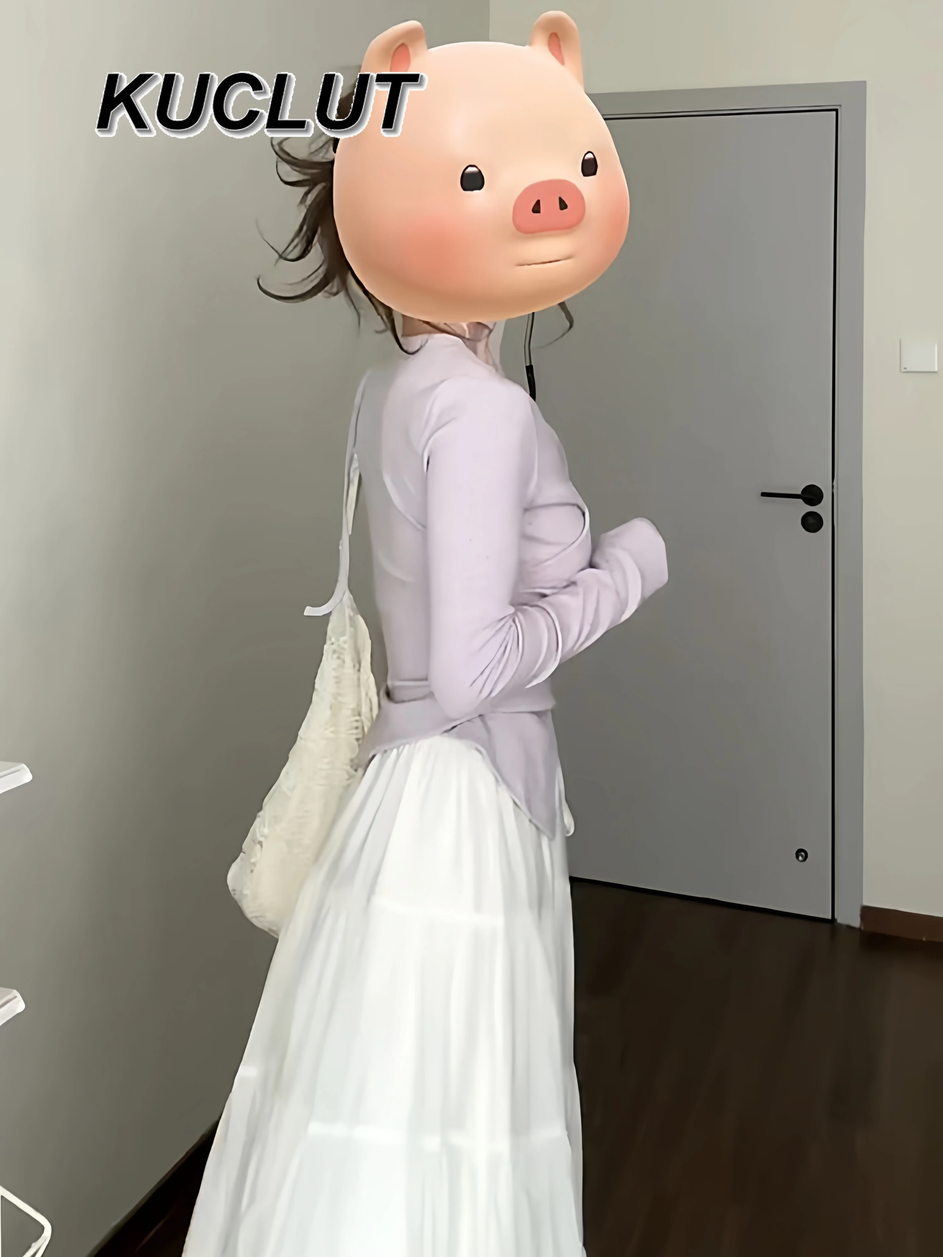 ربيع الخريف ملابس غير رسمية الكورية نمط أنيق قطعتين مجموعات للنساء الأرجواني غير النظامية أعلى + كعكة بيضاء تنورة طويلة مجموعة