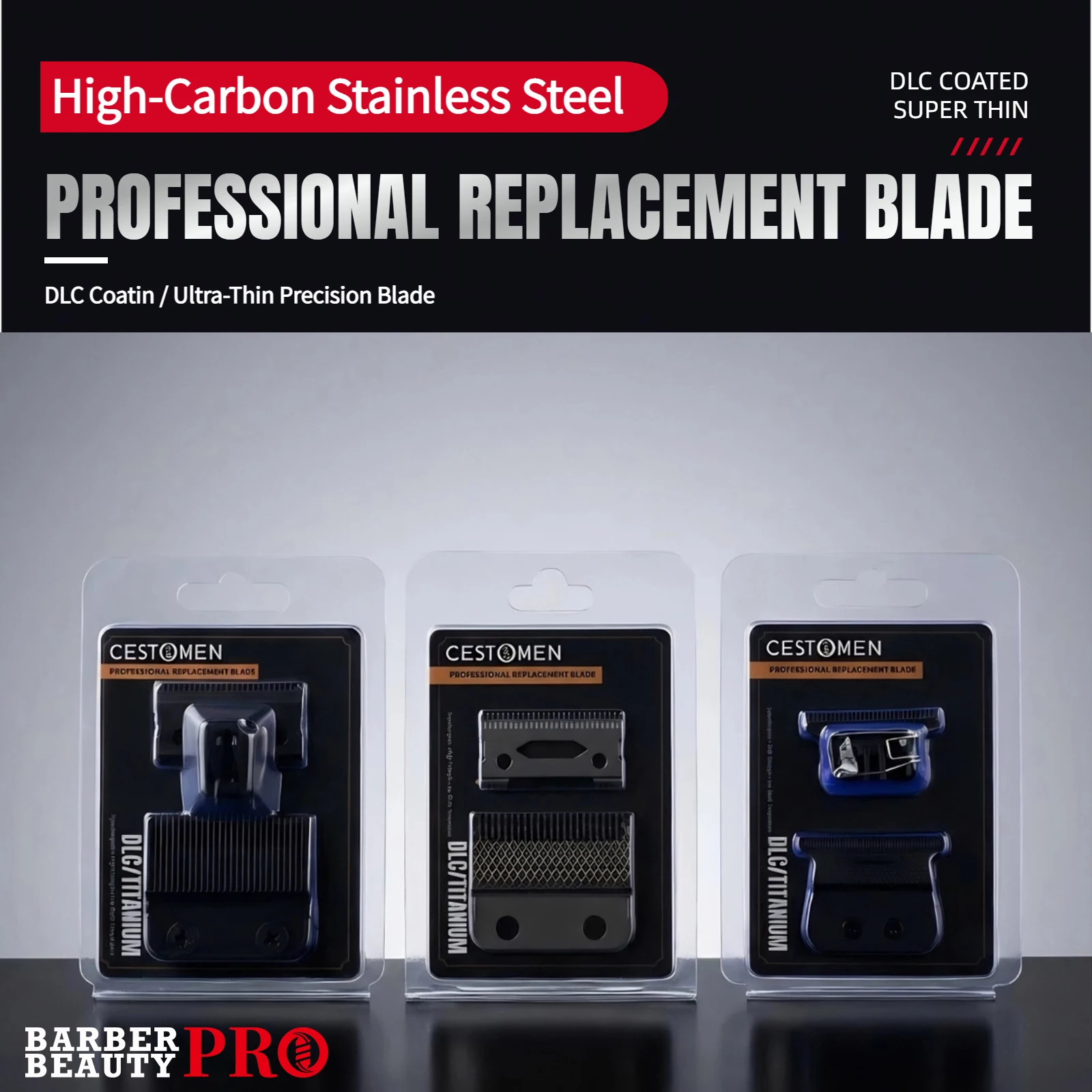 

Professional Replacement T-Blade Fits for JRL/MRD/GAMMA/SC All Hair Clipper DLC Coating Barber Trimmer Shaver Cutting Blade Set