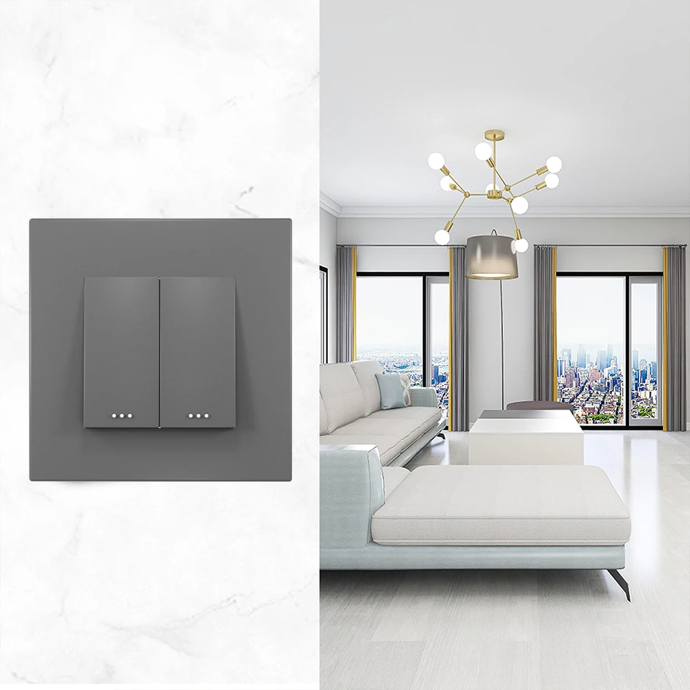Bingoelec Push Button 1/2/3 Gang 1 Way 2 Way 3 Way Switch EU Russia Standard Home Light Switches Plastic Panel Wall Switch