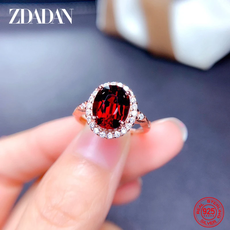 خاتم زدادان من الفضة الإسترلينية عيار 925 عيار 18 قيراط خاتم ذهبي أحمر للأحجار الكريمة للنساء من المجوهرات العصرية #4