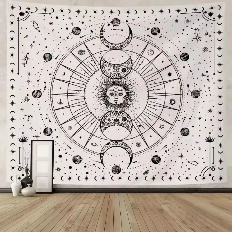 

1pcS75*58cm Sun Moon Horoscope Divination Printed Tapestry Home DecorTapestry Wall Decor