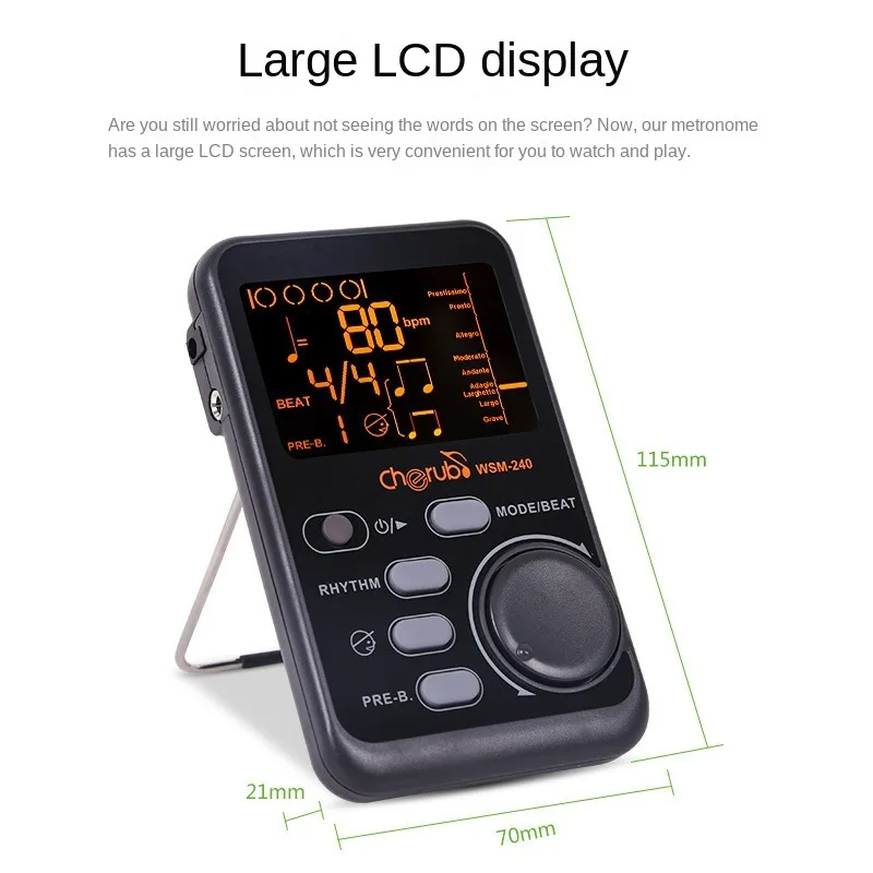 WSM-240Metro-tuner Rhythm Device Portable Electronic Metronome Universal Tuner Musical for guitar Violin Bass Musical Instrument