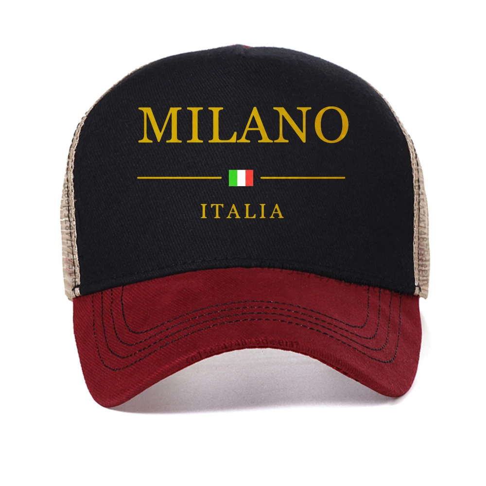 

Milan Italy Is My Favorite City Mens baseball cap Unisex Casual mesh adjustable Trucker Hat fashion outdoor Breathable sun hats