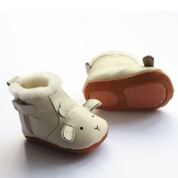 Winter Warm Wool Baby Girls Boots Genuine Leather Cartoon Koala Sheep Baby Boys Shoes Cow Leather First Walkers Snow Boots