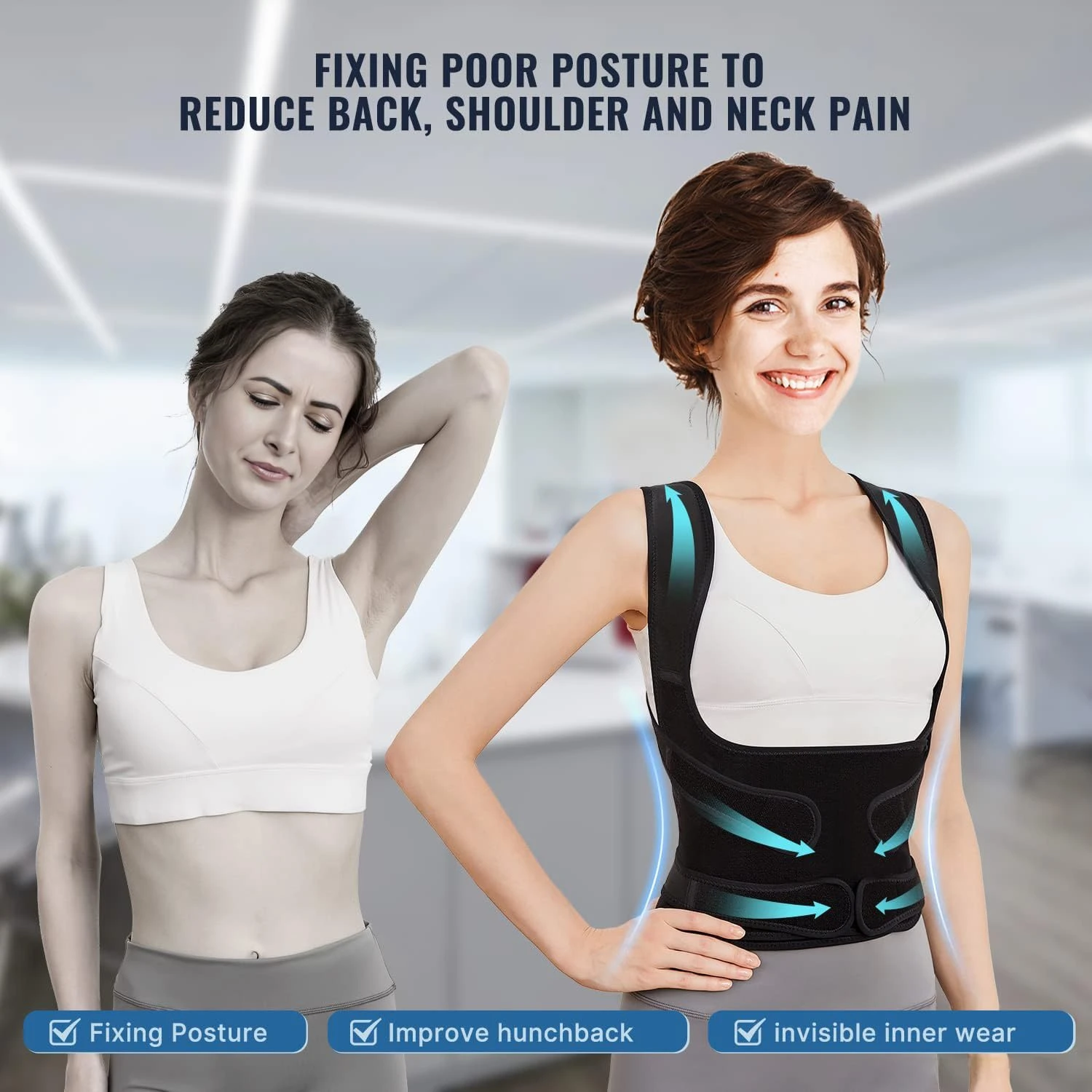 Высококачественный женский эргономичный бандаж для спины премиум-класса для повышения мобильности, осанки и комфорта |   Превосходная передовая технология для M