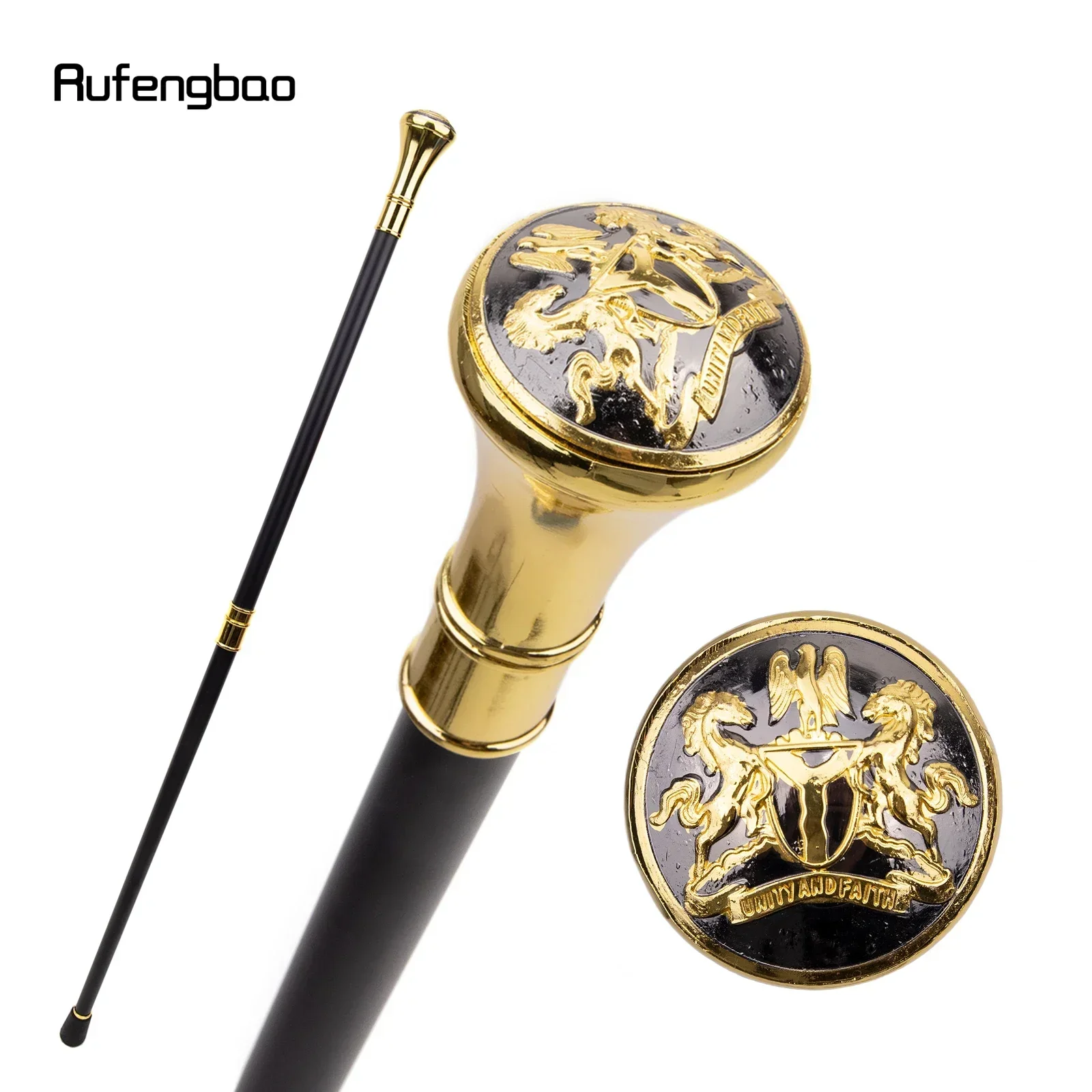 Golden Unity and Faith Totem Relief Walking Cane Fashion Walking Stick Gentleman  Performance stage Cane 93cm